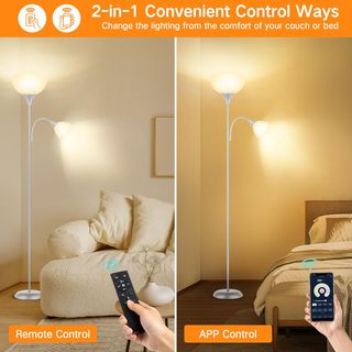 Lámpara de pie LED regulable gris 180cm