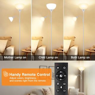 Lámpara de pie LED regulable gris 180cm