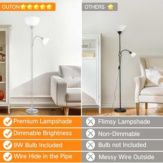 Lámpara de pie LED regulable gris 180cm