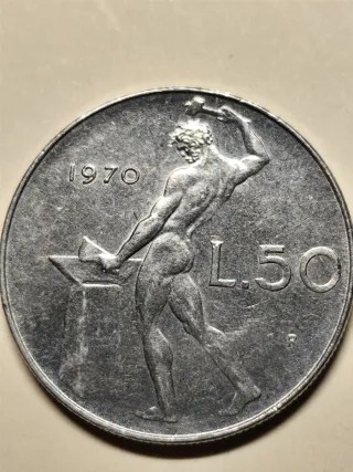 Moneta Italia repubblica 50 Lire 1970 Vulcano