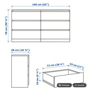 Cómoda IKEA MALM 6 cajones, negro