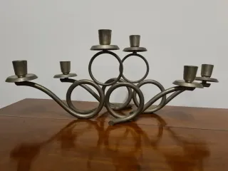 Coppia porta candele in peltro