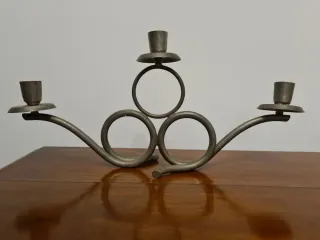 Coppia porta candele in peltro