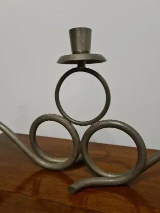 Coppia porta candele in peltro