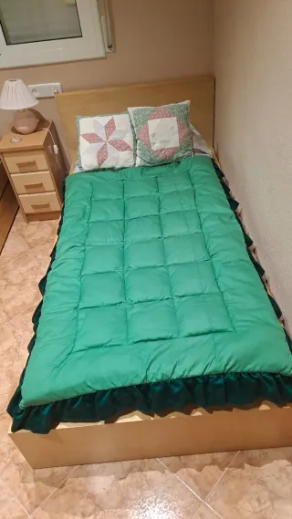 Edredón verde cama 90