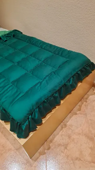 Edredón verde cama 90