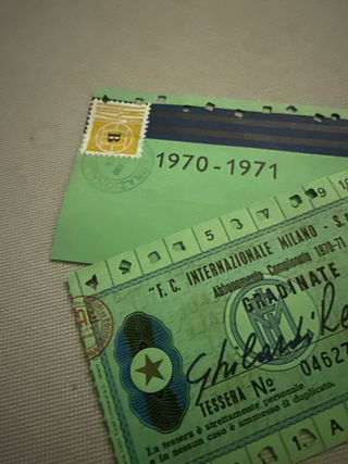 Tessera Abbonamento F.C. Internazionale 1970-71