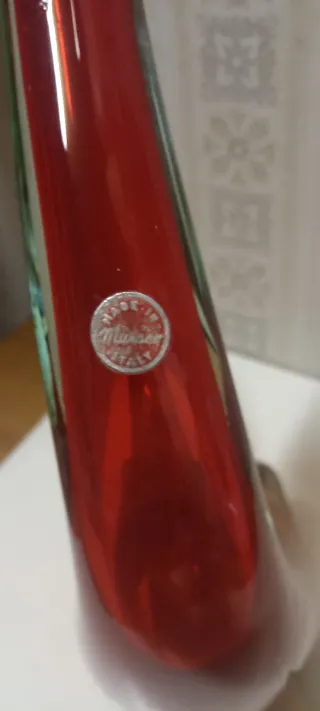 Cigno Murano vetro rosso e verde cm.44