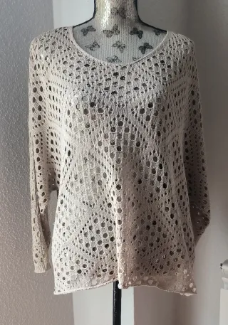 Jersey de punto calado tostado