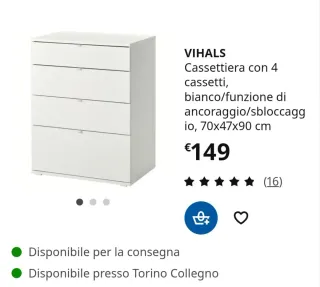 Cassettiera bianca praticamente nuova