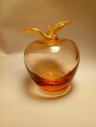 Mela Vetro Murano Foglia Oro 24kt