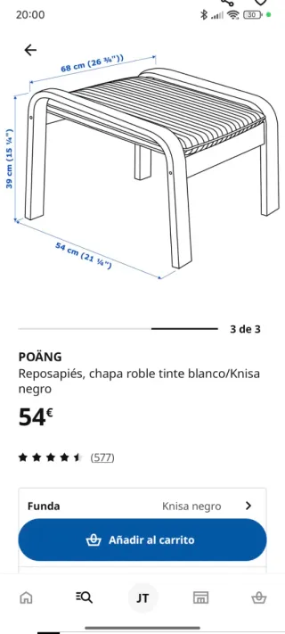 Reposapiés Poäng Ikea Negro