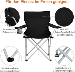 Juego 2 Sillas Camping Plegables Portavasos