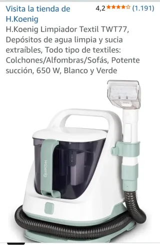 Aspirador Limpiador Tapicerías Textil H.Koenig