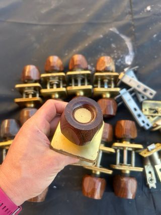 Pomos Puerta Madera Nogal Antiguos