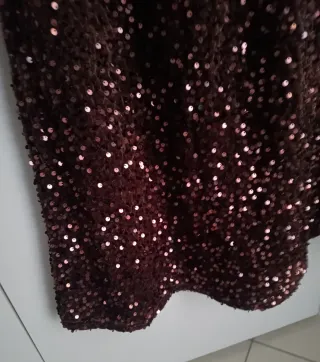 Gonna paillettes marrone