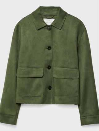 Chaqueta efecto ante verde Stradivarius T/XL NUEVA