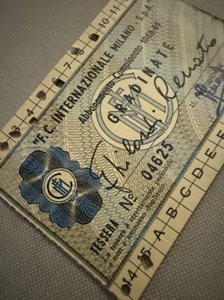 Tessera Abbonamento Calcio Inter 1968-69