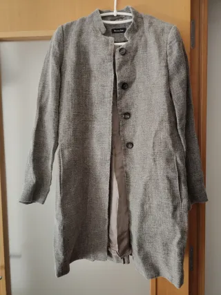 Abrigo Massimo Dutti gris jaspeado recto