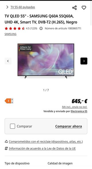 smart tv Samsung QLED 55”Q60A nuevo entrega gratis