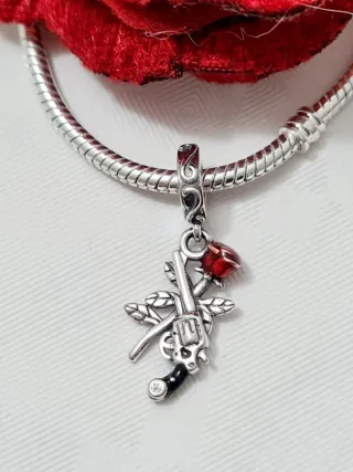 Charm pistola rosa argento S925