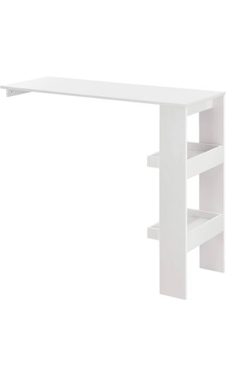 Mesa alta cocina con estantes