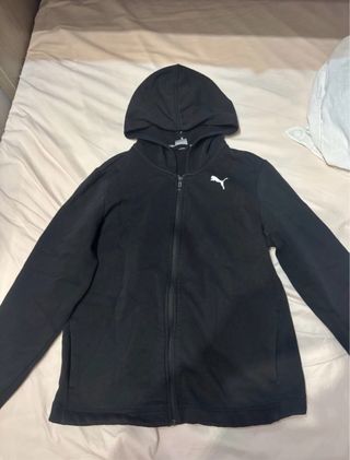 Chaqueta Puma Negra con Cremallera y Capucha