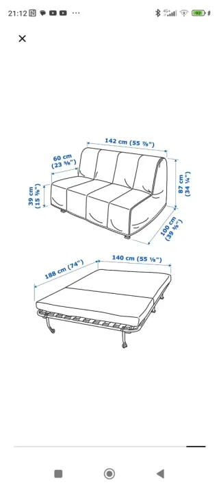 Sofá cama Ikea funda blanca