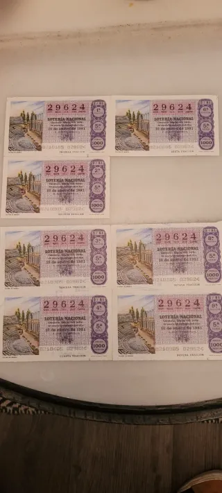 Lote 7 décimos Lotería Nacional 1981