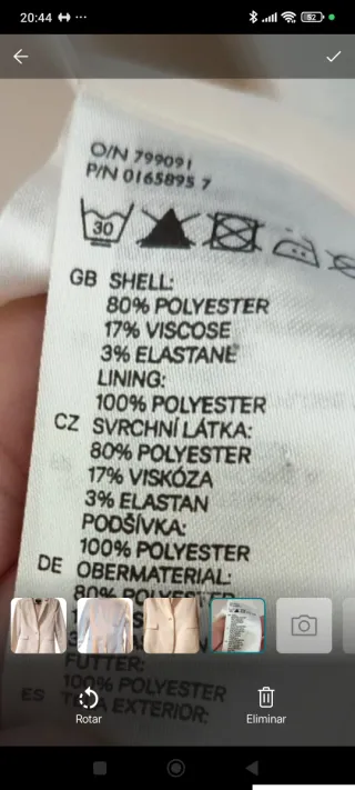 Chaqueta H&M Talla 38 Cruda Entallada