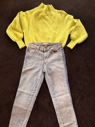 Maglione verde lime collo alto taglia S