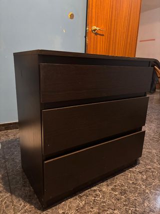 Cómoda MALM 3 cajones IKEA negro-marrón