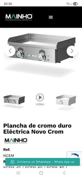 Plancha de gas cromo 2 zonas hosteleria