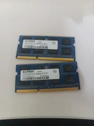 2 Memorias RAM Portátil ELPIDA 2GB PC3-10600S