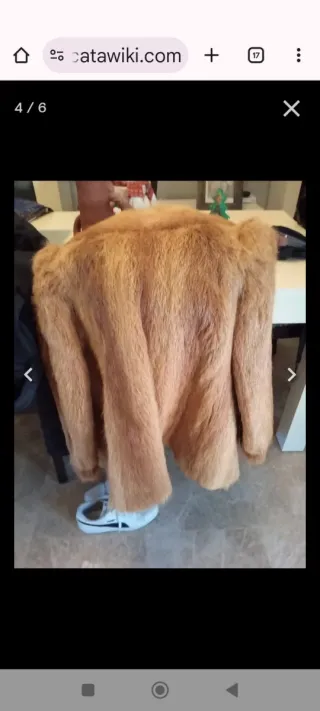 Chaquetón piel de zorro beige