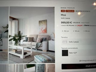 Sofá 2 plazas Banak Moa gris