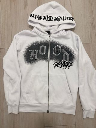 Sudadera Blanca con Cremallera y Estampado