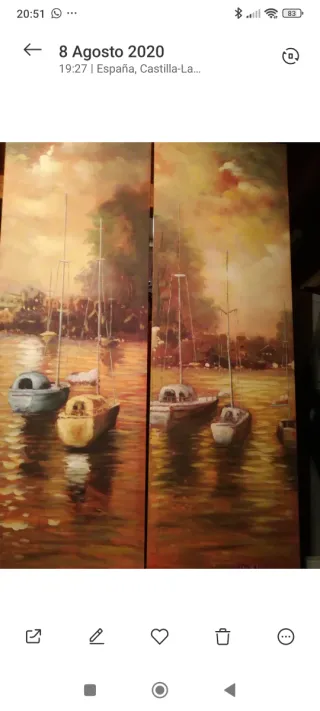 Dos cuadros de barcos