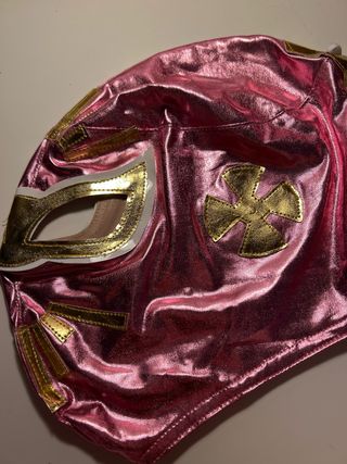 Máscara Mexicana Carnaval Rosa y Dorada