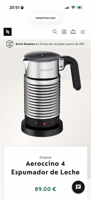 Aeroccino 4 Nespresso Espumador de Leche