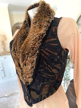 Chaleco Boho XL Pelo Vintage