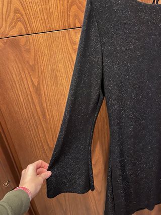 Abito corto glitter nero