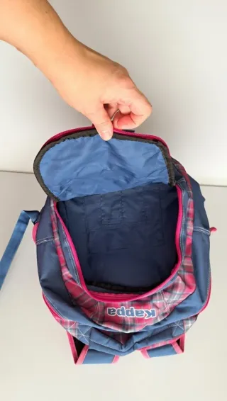 Mochila Kappa cuadros rosa y azul
