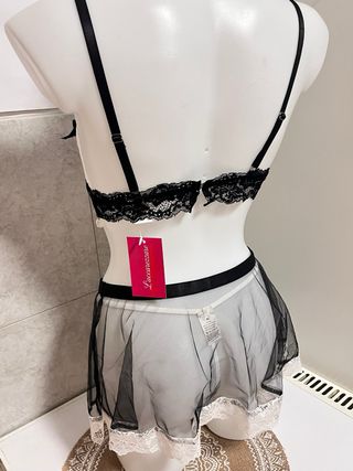 Set Lingerie Pizzo Nero Bianco