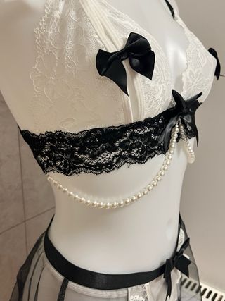 Set Lingerie Pizzo Nero Bianco