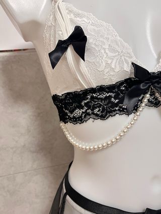 Set Lingerie Pizzo Nero Bianco