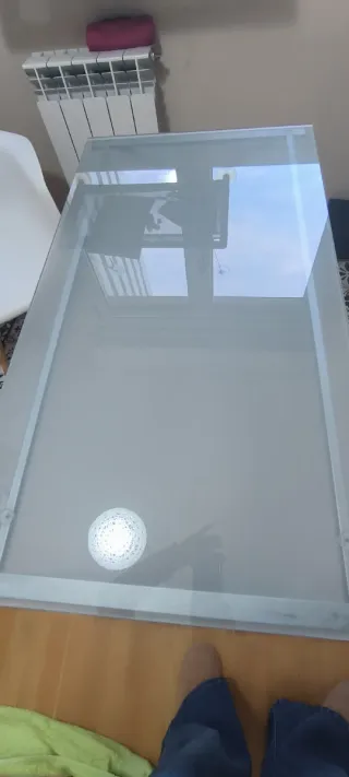 Mesa escritorio cristal y metal