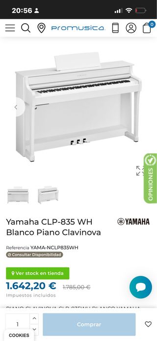 Piano Yamaha Clavinova CLP-835 WH Blanco