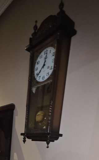 Reloj de Pared Antiguo Madera y Cristal