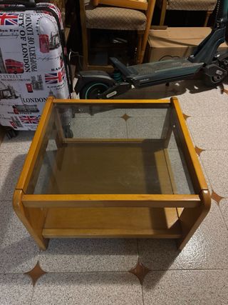 Mesita de centro madera y cristal